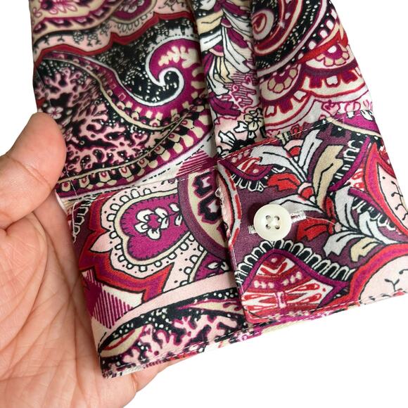 Chico's No-Iron Sateen Menswear Mix Print Wing Collar Shirt size 1 8/10 - Picture 5 of 8